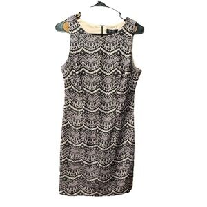 Jessica Simpson Lace Dress Sleeveless Party Cocktail Black Beige‎ Size 6